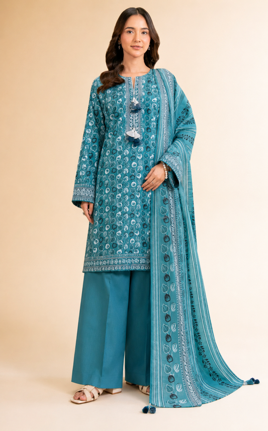 Digital Printed Lawn 3 Piece Unstitched Suit