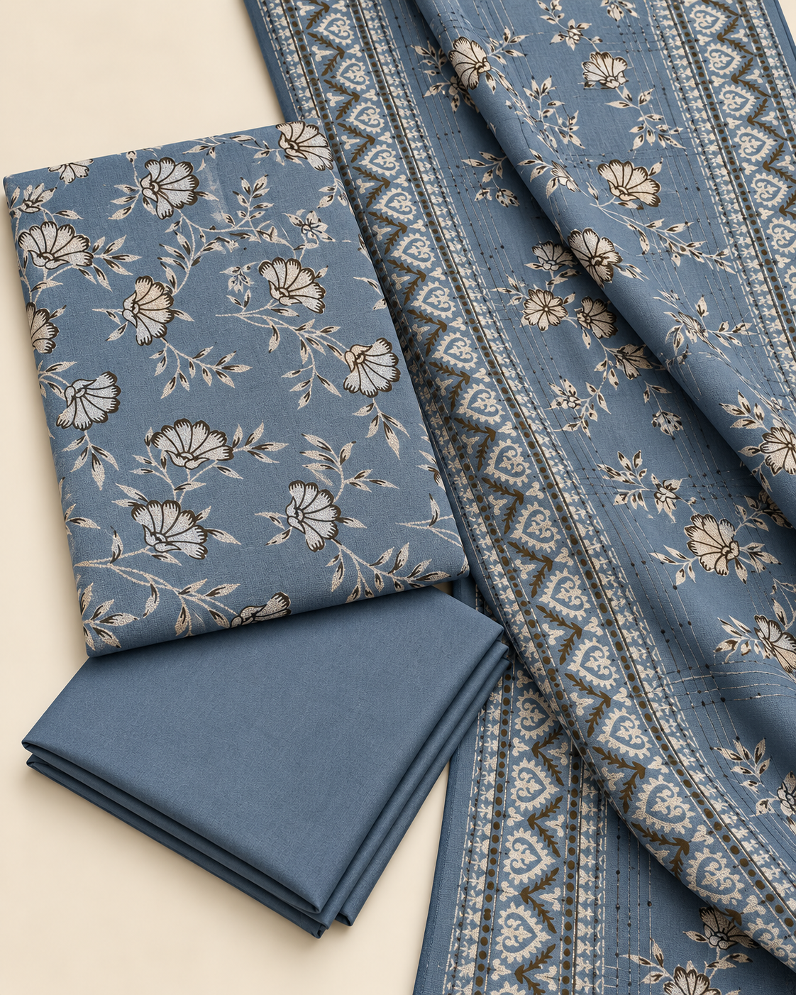 Printed Dhanak 3 Piece Unstitched Suit