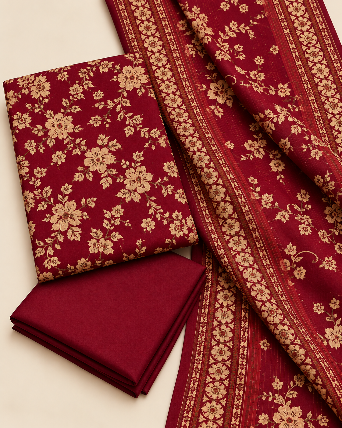 Printed Dhanak 3 Piece Unstitched Suit