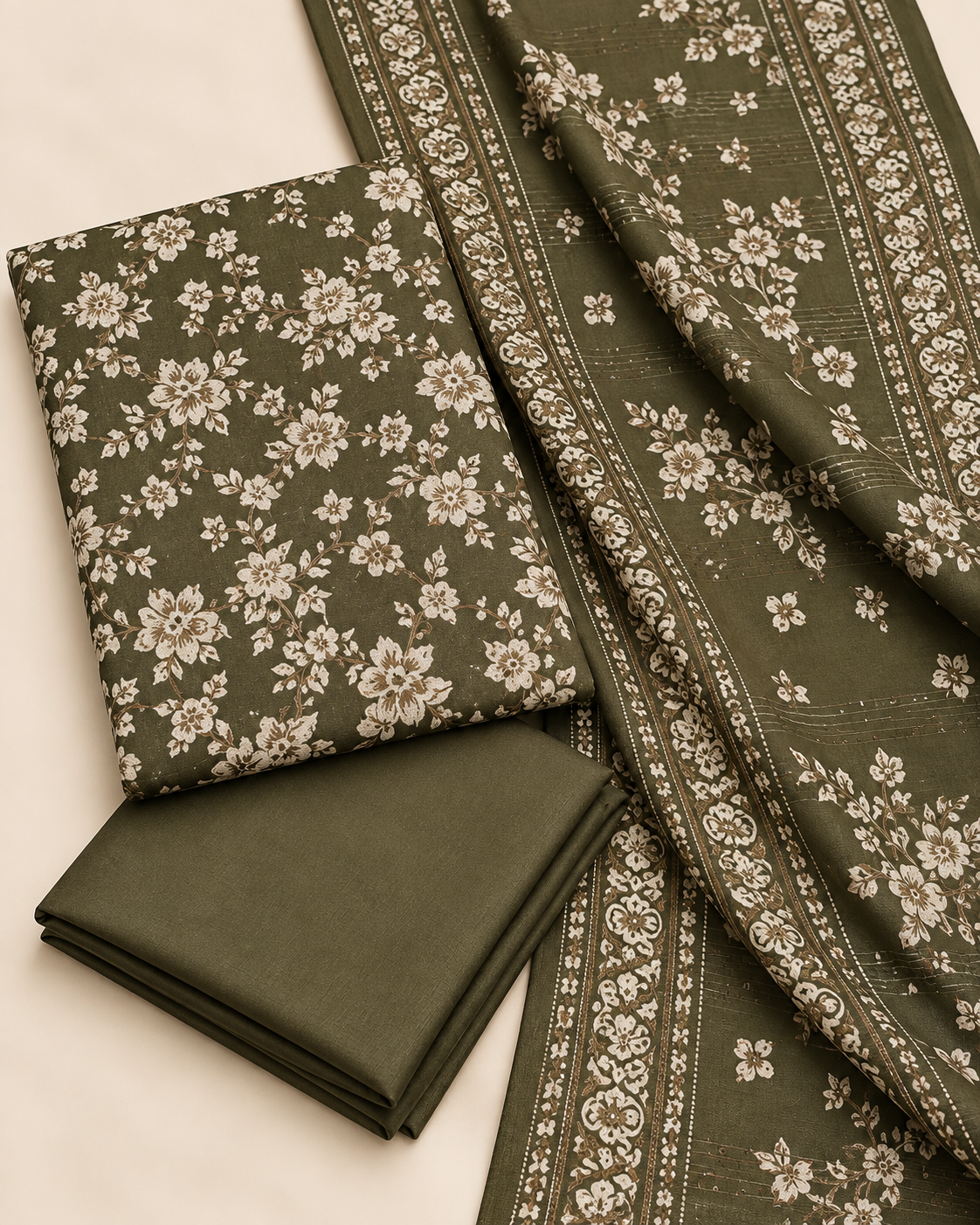 Printed Dhanak 3 Piece Unstitched Suit